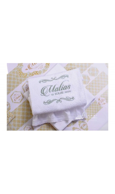 Trusou de botez de lux cu gold si verde menta si motive baroc Luxury 7